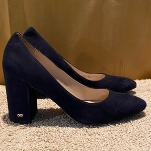 Cole Haan leather beautiful blue chunky heel shoes size 9.5